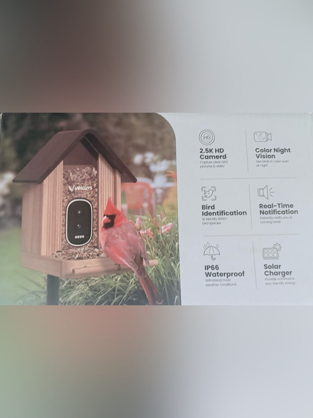 Bamboo Smart Solar Powered Bird Feeder — 2.5K Camera, WiFi, 11000+Identification - Picture 4 of 4
